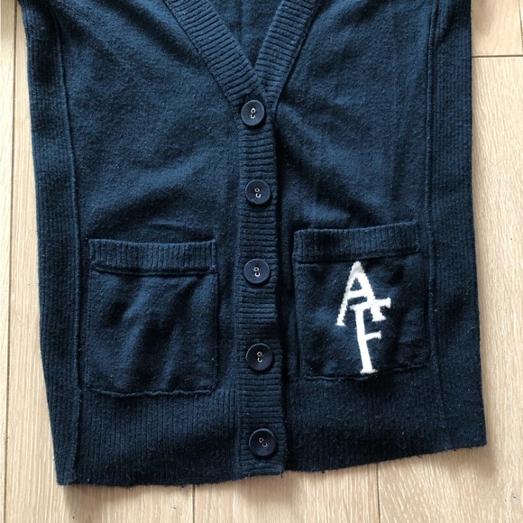 Abercrombie & Fitch Y2K Logo Pocket Light Cardigan in Navy Size S - Picture 4 of 11